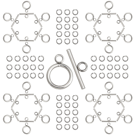 30 Sets 304 Stainless Steel Ring Toggle Clasps and 60Pcs Jump Rings