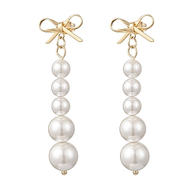 Серьги-гвоздики с круглыми кисточками и бантом из ракушечного жемчуга, с 304 фурнитурой для сережек из нержавеющей стали и латуни