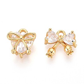 Латунные микро проложить кубического циркония прелести, сердце и лук, долговечный, без никеля 
