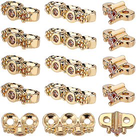 30 шт. 3 стили латунные микро-паве кубический цирконий многорядные звенья, реальный 14 k позолоченный