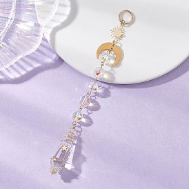 Стеклянные конусообразные круглые подвесные ловцы солнца, звенья из латуни и нержавеющей стали «луна, солнце» для наружного и садового декора