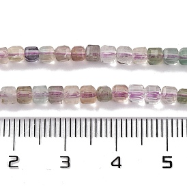 Gradient Color Natural Colorful Fluorite Beads Strands, Faceted Table Cut Cube