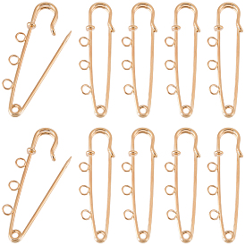 30Pcs Alloy Brooch Findings, Kilt Pins, with Loops