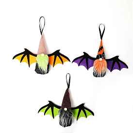 Halloween Hanging Gnome with Bat Cloth Ornaments Set, Doll Pendant for Party Decoration