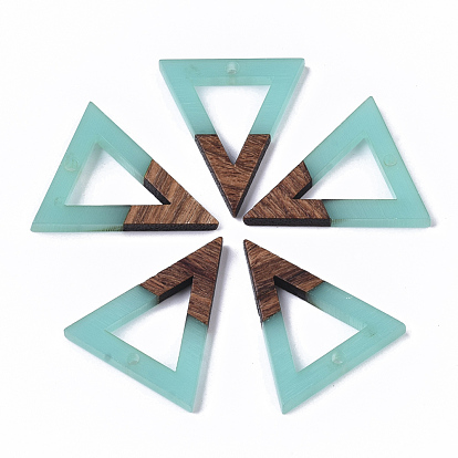 Transparent Resin & Walnut Wood Pendants, Triangle