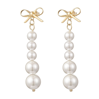 Серьги-гвоздики с круглыми кисточками и бантом из ракушечного жемчуга, с 304 фурнитурой для сережек из нержавеющей стали и латуни