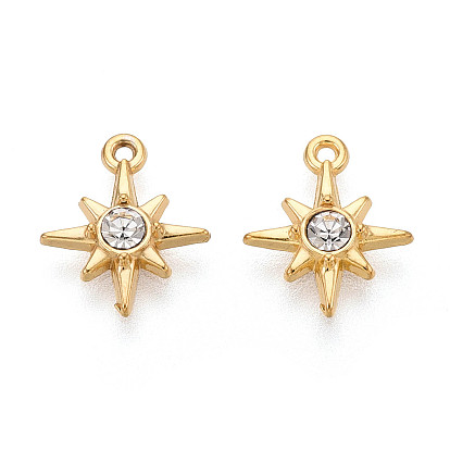 304 из нержавеющей стали амулеты горный хрусталь, звезды прелести, вакуумное покрытие pvd