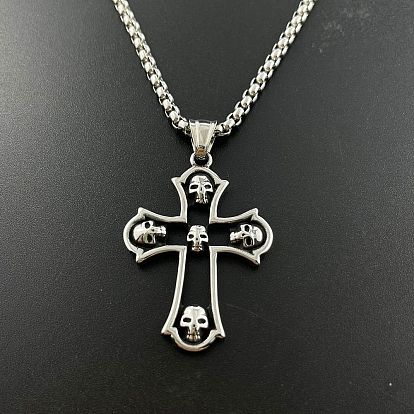 Ожерелья с подвесками в виде черепа и креста в стиле панк 316 из хирургической нержавеющей стали для мужчин