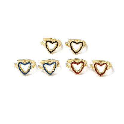 Ohrstecker mit Herz-Motiv aus Messing und Emaille für Damen, golden