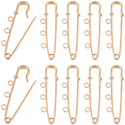 30Pcs Alloy Brooch Findings, Kilt Pins, with Loops