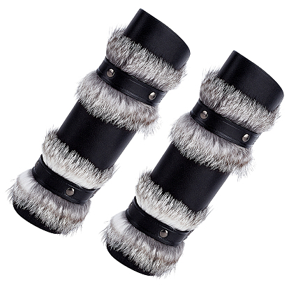 Браслеты из искусственной кожи в стиле викингов, с вощеной шнур, сплав застежка, искусственная шерсть, манжета на запястье