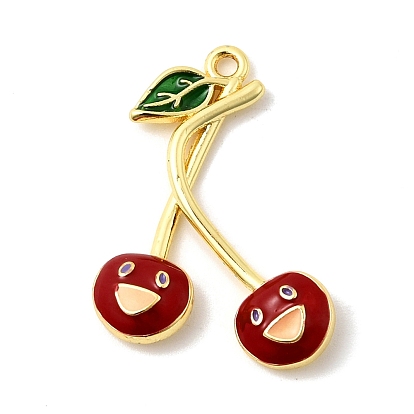 Латунь эмаль подвески, Подвески в виде вишни и улыбающегося лица, золотые