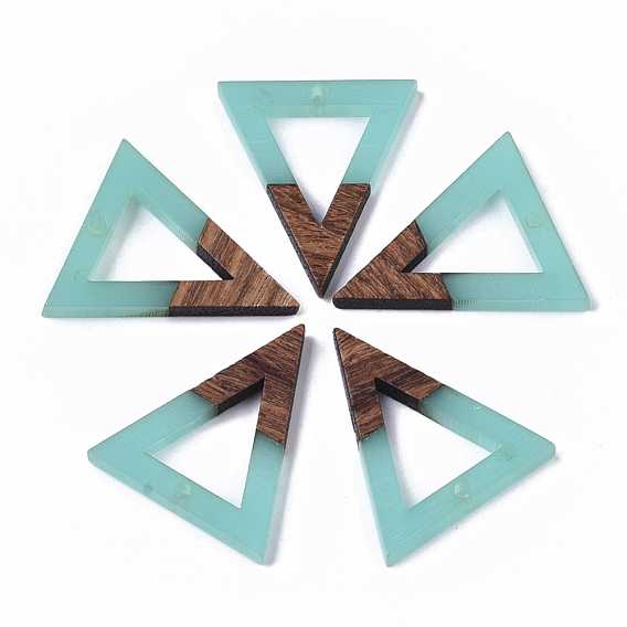 Transparent Resin & Walnut Wood Pendants, Triangle