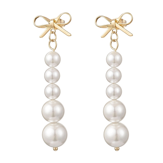 Серьги-гвоздики с круглыми кисточками и бантом из ракушечного жемчуга, с 304 фурнитурой для сережек из нержавеющей стали и латуни