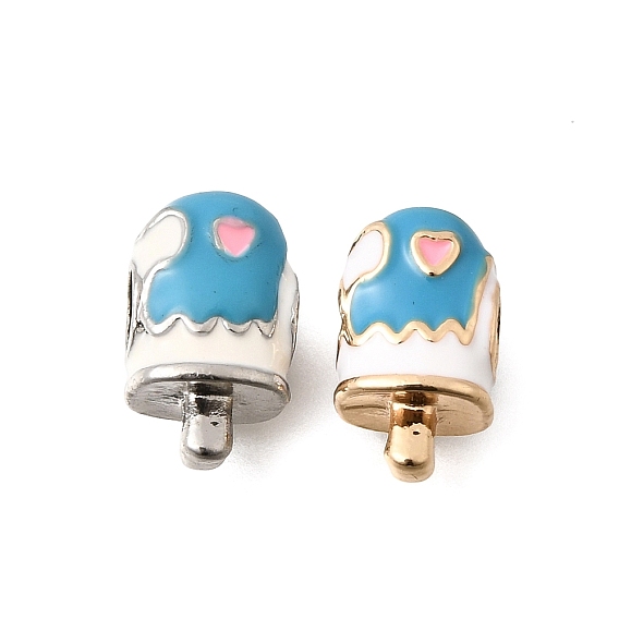 Эмали сплава Европейский бисером, бусины с большим отверстием, мороженое, голубой