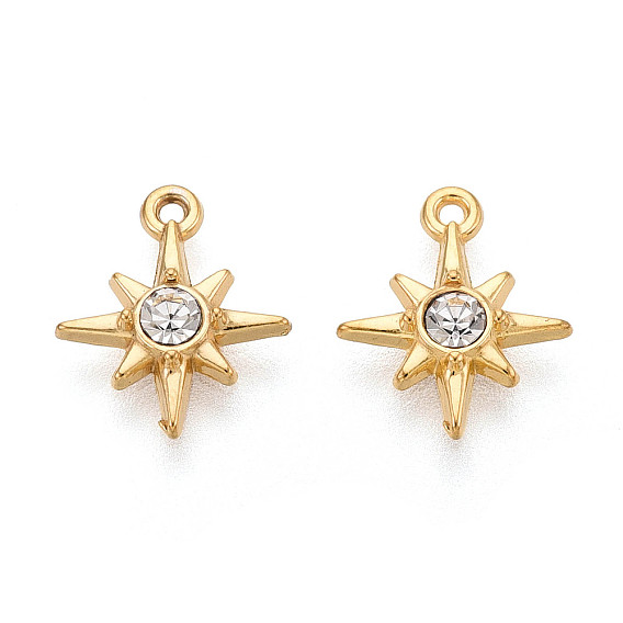 304 из нержавеющей стали амулеты горный хрусталь, звезды прелести, вакуумное покрытие pvd