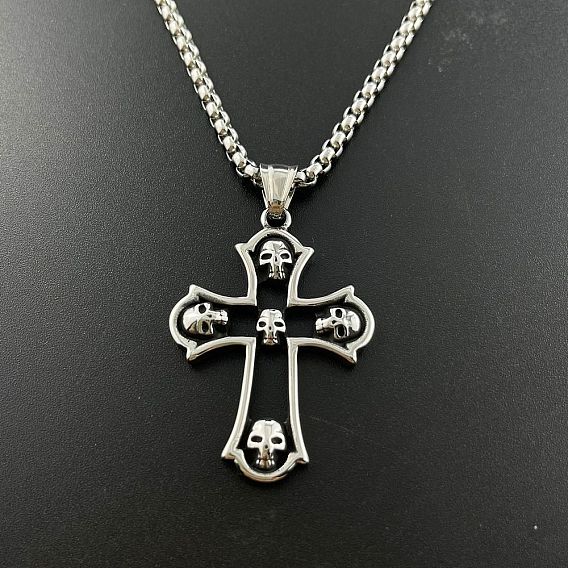 Ожерелья с подвесками в виде черепа и креста в стиле панк 316 из хирургической нержавеющей стали для мужчин