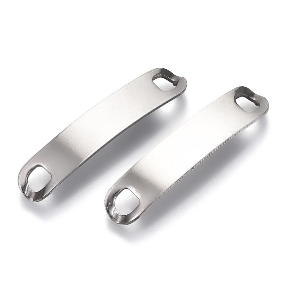 201 Stainless Steel Links Connectors, Stamping Blank Tag, Rectangle Oval