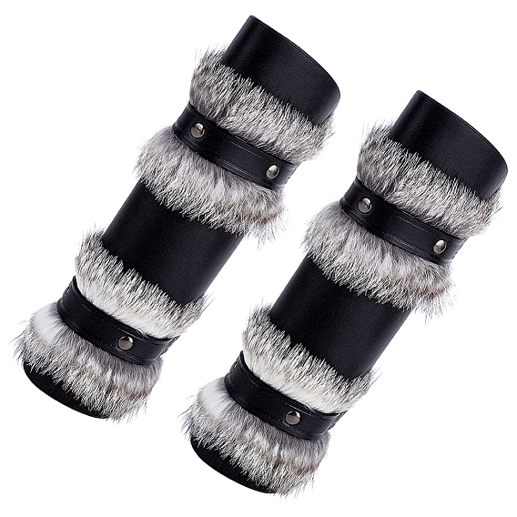 Браслеты из искусственной кожи в стиле викингов, с вощеной шнур, сплав застежка, искусственная шерсть, манжета на запястье