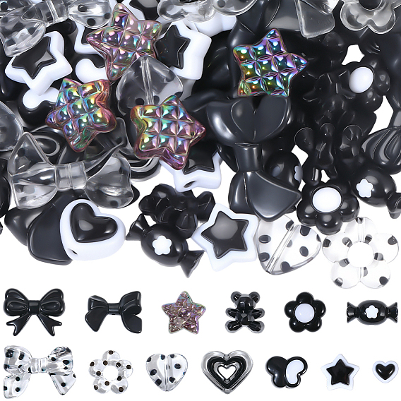 128Прозрачные и непрозрачные акриловые бусины шт., разнообразные