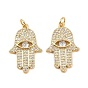 Латунные подвески с фианитами, с целью перехода в кольце, hamsa hand charms, без свинца и без кадмия, долговечный, стойки покрытие