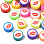 Handmade Polymer Clay Beads, Flat Round with Mouth