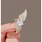 Metal with Reisn Rhinestone Brooch for Women, Heart with Wings, Valentine's Day Collection