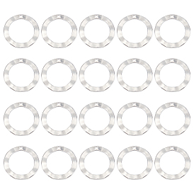 20 pcs 201 pendentifs en acier inoxydable, anneau