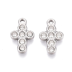304 pendentifs en acier inoxydable avec zircone cubique, charmes croisées