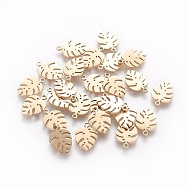 304 charmes en acier inoxydable, feuille de monstera