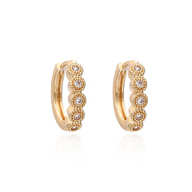 Exquisite Copper Inlaid Zircon Earrings - High-end Gold-plated U-shaped Gemstone Studs.