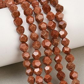 Granos goldstone filamentos sintéticos, cuentas redondas facetadas con corte de estrella