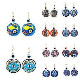 Fashion personality devil eyes round acrylic exaggerated earrings punk hip hop style jewelry