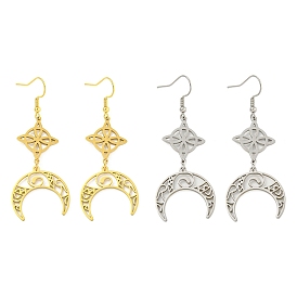 304 Stainless Steel Dangle Earrings for Women,  Moon