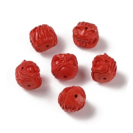 Synthetic Coral Carved Beads, Dyed, Lion Head