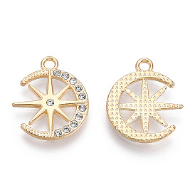 Alloy Pendants, with Crystal Rhinestone, Cadmium Free & Lead Free, Flat Round with Butterfly