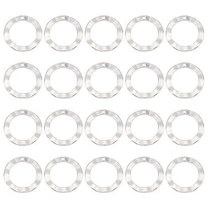 20 pcs 201 pendentifs en acier inoxydable, anneau