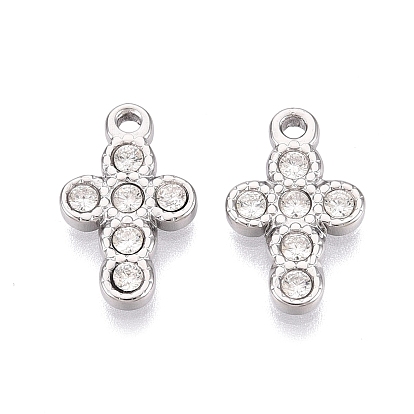 304 pendentifs en acier inoxydable avec zircone cubique, charmes croisées