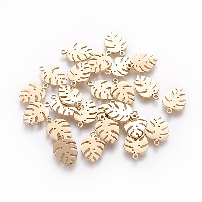 304 charmes en acier inoxydable, feuille de monstera