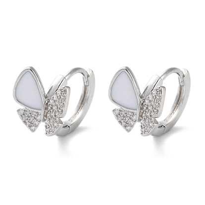 Латунные серьги-кольца из прозрачного кубического циркония, с оболочкой, бабочка