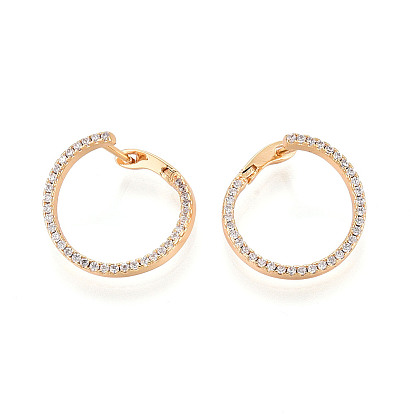 Серьги-кольца из латуни с микропаве из прозрачных кубических цирконий