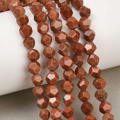 Granos goldstone filamentos sintéticos, cuentas redondas facetadas con corte de estrella