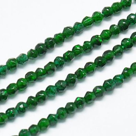 Синтетические голдстоуновские бисер пряди, граненые, круглые, 2 мм, отверстие : 0.5 мм