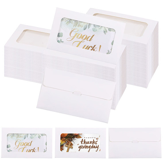 150 шт. прямоугольные бумажные мини-конверты для подарочных карт с полым видимым окошком, Конверты для деловых пригласительных билетов для фестивальных принадлежностей