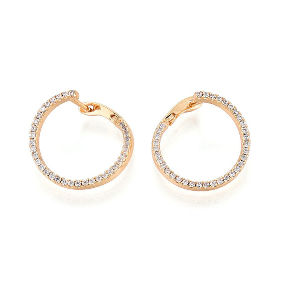 Серьги-кольца из латуни с микропаве из прозрачных кубических цирконий