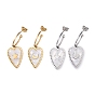 Heart 304 Stainless Steel Shell Stud Earrings, Moon & Star Pattern Dangle Earrings for Women