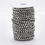 201 Stainless Steel Cuban Link Chains, Chunky Curb Chains, with Spool, Unwelded