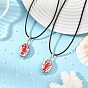 Handmade Porcelain Oval with Lobster Pendant Black Waxed Cord Necklaces, Golden