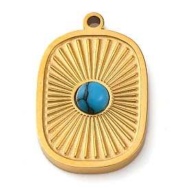 Подвески из синтетической бирюзы прямоугольной формы, с ионным покрытием (ip) 304 настройки из нержавеющей стали