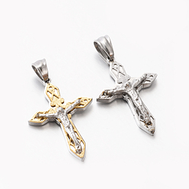 Easter Theme Womens Men's 201 Stainless Steel Crucifix Cross Pendants, For Easter, 32x22x6mm, Hole: 4.5x6mm